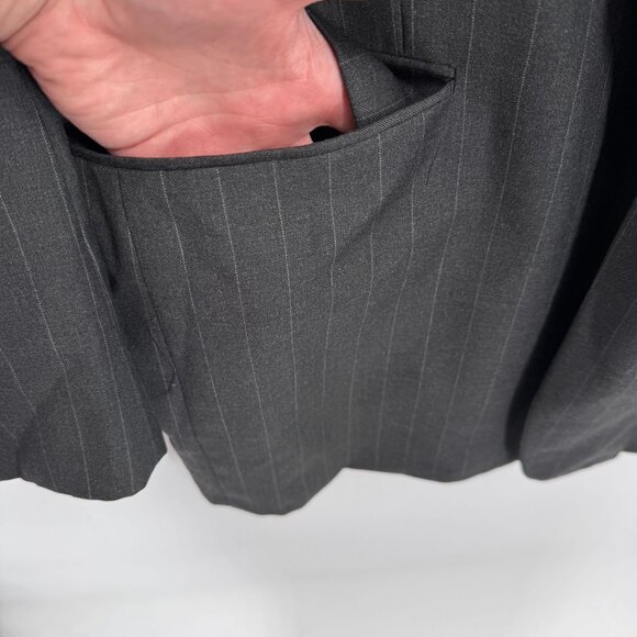 Hickey Freeman Boardroom Blazer Jacket Mens 48 Long Black Gray Pinstripe Wool - Picture 4 of 10